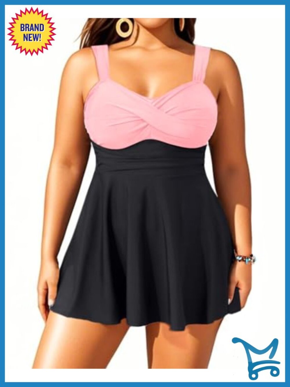 Plus Size Tummy Control Swimdress Two Piece Tankini with Shorts